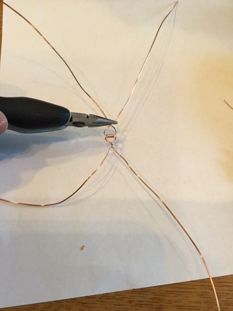 Karen Meador, Ph.D.'s Stone Twist Wrap - , Contemporary Wire Jewelry, Lashing, Wire Lashing, Wire Wrapping, Wrapping, Wire Wrapping Jewelry, use pliers to twist the wires together